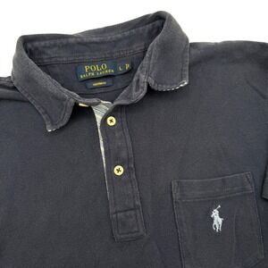 Polo Ralph Lauren Custom Fit‎ Polo Shirt Pocket Blue Striped Collar Men's Large